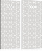 2PCS Diamond Sharpening Stone, Kalolary Knife Sharpener Stone Whetstone Honeycomb Surface Diamond Sharpener Plate with Non-slip Base for Pocket Knives Scissors, Outdoor Kitchen Tools (400/1000 Grit)