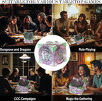 6 Sided Spinner DND Dice - Metal D4 D6 D8 D10 D10% D12 D20 All in One D&D Set - Cool Role Playing Gifts for Dungeons and Dragons TRPG MTG Games Lover Players Purple