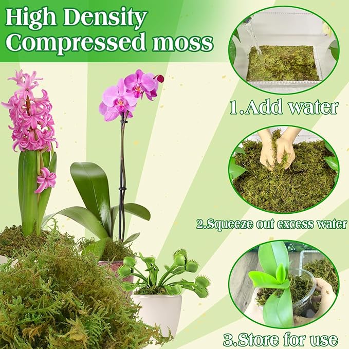 Halatool 1.1LB Green Moss for Potted Plants, 25QT Orchid Moss Potting Mix, Forest Moss for Indoor Plants, Indoor Potting Plant Moss for Repotting Terrariums Garden Reptiles
