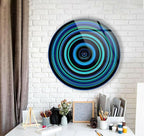 My Photostation.com 24''(60cm) Diameter Blue and Green Round Glass Wall Art Tempered Glass Printing Wall Decor Large Wall Art Wall Hangings