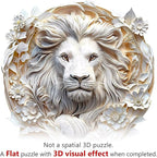 Wooden Puzzles Adults, 3D Paper Lion Wooden Puzzles 100 Pieces, Unique Animal Shaped Wood Challenging Jigsaw Puzzles Gifts for Adults, 8.5x8.3in