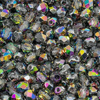 1.8 oz (50g, Approx. 600pcs) of Faceted Fire Polished Pressed Czech Glass Beads 4mm (0.16in), Crystal Vitrail 00030-28101 BCV
