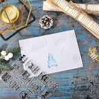 Whaline 4 Sheets Christmas Clear Stamps Greeting Words Nativity Scene Silicone Transparent Stamps Holy Night Stamp for Xmas DIY Craft Card Making Scrapbooking Embossing Album Decor