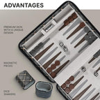 Magnetic Travel Backgammon Sets for Adults - Quality PU Leather Backgammon Board Game for Adults and Kids - 14" Gift for Man Backgammon Board with 32 Magnetic Pieces in PU Leather Case
