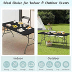 2 Pack 6 FT Folding Tables Black Foldable Table, Fold-in-Half with Carrying Handle Portable Plastic Rectangular Table for Party, Dining, Wedding, Camping, Picnic, Indoor Outdoor Events