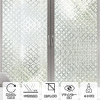 Qualsen Window Privacy Film, Stained Glass Window Film Heat Control UV, Frosted Rainbow Bathroom Decorative Film 3D Static Clings, Peel and Stick Window Tint for Home,11.8x78.7inch