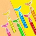 Mermaid Party Favors,24Pcs Glitter Mermaid Tail Bubble Wands for Kids Birthday Party Supplies,Classroom Prizes Pinata Goodie Bag Stuffers Gift
