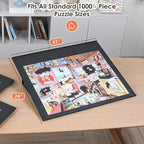 WELGEE 1000-Piecce Tilting Puzzle Board with Stand, 31” x 24” Lightweight Portable Puzzle Table for Adults & Seniors, DIY Customizable Puzzle Accessory Only 3.5 lbs (Black)
