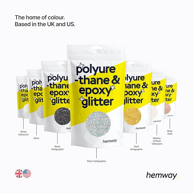 Hemway Polyurethane & Epoxy Resin Glitter 100g / 3.5oz Metallic Crystal Flake Additive for Flooring Jewelry Tumblers Glass Pigment - Ultrafine (1/128" 0.008" 0.2mm) - Ocean Blue