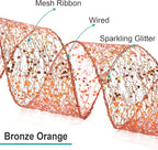 CT CRAFT LLC Sparkling Glitter Mesh Wired Ribbon 2.5" x 10 Yards Bronze Orange for Christmas Home Decor Bow Gift Wrapping DIY Crafts Wreath