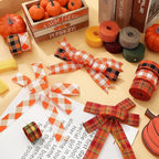 10 Rolls 50 Yard Fall Plaid Burlap Ribbon Rolls 1 Inch Autumn Gift Wrapping Ribbon Decorative for DIY Crafts Wreath Bow Making Supplies Home Decor