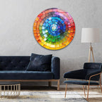 My Photostation.com 31.5''(80cm) Diameter Radiant Spiral Spectrum Round Glass Wall Art Tempered Glass Printing Wall Decor Large Wall Art Wall Hangings