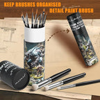 Miniature Paint Brushes with Domed Dry Brush Set for Miniature Painting, Fuumuui 14Pcs Miniature Model Paint Brush Set Dry Brush Miniatures for for Acrylic, Watercolor, Oil