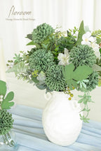 Floroom Artificial Dahlia Flowers 25pcs Real Looking Elf Green Foam Fake Roses with Stems for DIY Wedding Bouquets Bridal Shower Centerpieces Floral Arrangements Party Tables Home Decoration