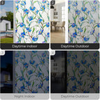 3D Stained Glass Window Film, Decorative Window Privacy Film for Bathroom,Front Door,Home, Sun Blocking Heat Control,Static Cling, Blue Eustoma 23.6inch x 35.4inch
