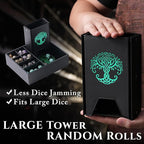 Dice Tray and Dice Tower for DND and RPG - All-in-One Game Roamer Tray & Large Tower for Random Rolls - Stores Your Sets, Mini's and More Compatible with D&D (Green Tree)