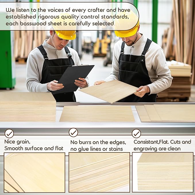 12 PCS 12x20x1/8 Inch Basswood Sheets, MAPRIAL Smooth 3mm Plywood for Laser Cutting, Unfinished Wood Board for Engraving, Wood Burning, Painting, Crafts, Ornaments, Models, Cutter, Engraver, Gifts