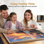 2 in 1 Rotating Tilting Puzzle Board with Drawers, 1500 Piece Jigsaw Puzzle Board with Protective Cover 4 Wheels 4 Sorting Trays, Puzzle Table for Puzzle Lovers, 35 X 27 Inch
