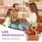 3D Wooden Flower Puzzle for Adults-Wooden Bloom Box, DIY Craft Model Kit Building Set, Botanical Decor Creative Gift for Lovers Nature Enthusiasts (658PCS)