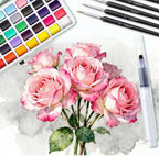 Caliart Watercolor Paint Set, 50 Colors Portable Travel Water Color Palette Kit with Detail Painting Brush, Art Supplies Christmas Gifts for Artists Adults Painters Beginners