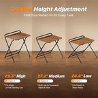 Huuger Folding Desk with 3-Level Adjustable Height and Tablet Slot, 24 Inch Foldable Computer Desk for Small Spaces, Space Saving, Writing Work Table for Home Office, Bedroom, Study, Rustic Brown