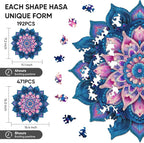 Wooden Puzzles for Adults, Mandela Lotus Adult Puzzles 192 Pieces, Wooden Jigsaw Puzzles Unique Shape, Best Gifts for Adults Family Game, 11.1x11.2 inch