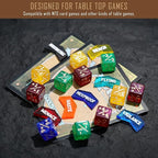 108PCS MTG Tokens & 12mm MTG Dice Set for Magic Card, Keyword Token Life Counters Dice with Box, Compatible with Magic CCG Card Gaming Accessories