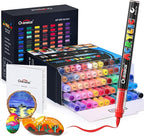 Overseas Acrylic Paint Markers 60 Colors, Brush Tip Paint Pens with Automatic Ink Control System, Quick Drying Liquid Ink Acrylic Marker for Rock, Wood, Canvas, Glass, Fabric, Metal, Plastic, Rubber