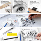82 Drawing Set Sketching Kit, Art Set with Fluorescent, Colored, Watercolor, Metallic, Graphite, Charcoal Pencils, 5 Sketchbook and Coloring Book, Gift for Artists Adults Teens Beginner