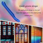 Copper Foil Hand Foiler for Stained Glass, Stained Glass Hand Foiler Tool,Copper foil Dispenser,Blue Hand Foiler for 7/32" Copper Foil Tape,Stain Glass Tools and Supplies（Blue）
