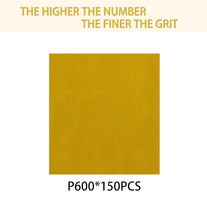 150PCS 600 Grit Gold Sanding Discs, 5-Inch 8-Hole Sandpaper for Random Orbital Sander,for Automotive or Woodworking