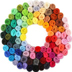 WONVOC 100 Colors Needle Felting Wool, Wool Roving 3g per Color, 10.5 oz Total, Premium Felting Wool for DIY Craft, Fiber Art and Hand Spinning, Needle Felting Supplies, Felting Kit