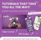 Cookie Box Crochet Kit for Beginners – Gift Set to Make Koala Coal Amigurumi Plushie – Easy DIY Crochet & Knitting Starter Kit with Video and PDF Tutorials