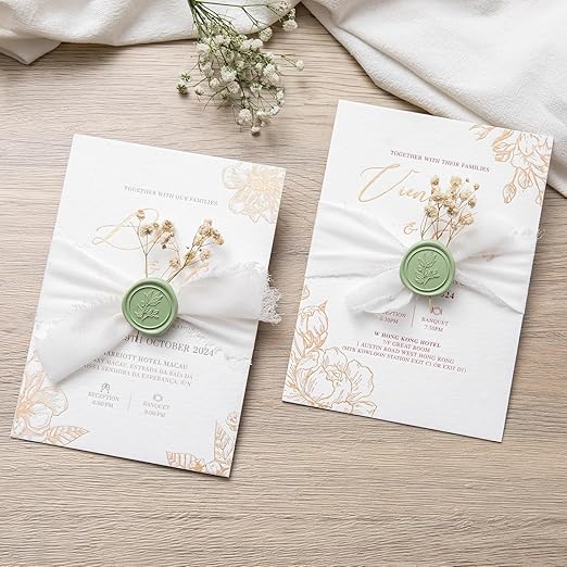 PONATIA Sage Green Wax Seal Stickers - 50 Pcs Self- Adhesive Wedding Invitation Seal Stickers, Perfect for Invitation Cards, Envelopes, Christmas Cards, Gift Wrapping, Party Menu Décor