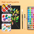 ARTISTRO 50 Metallic Watercolor Paint Set, Vivid Colors in Portable Box, Palette set. Perfect Travel Watercolor Set for Artists, Amateur Hobbyists and Painting