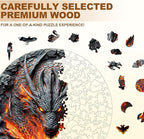 Wooden Puzzles for Adults, 3D Fire Dragon Puzzles, Wood Adult Puzzle, Birthday Gifts for Puzzle Lover (L-13.4 * 13.4 in 270pcs)