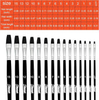 Flat Paint Brushes,15 PCS Different Sizes Flat Paint Brush Set for Watercolor Acrylic Gouache Oil Ink and Face Body Painting,Professional Art Paintbrush for Artists and Beginners