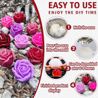 3 PCS Rose Silicone Molds Soap 3D Flower Mold Candle Mold Clay Resin Molds for DIY Handmade Soaps, Candle Gifts, Resin Crafts, Ice Cubes, Chocolate and Home Decorations
