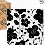 80 pack Designer Cocktail Beverage Napkins, 3-Ply 5x5-inches Disposable Decorative Fall Winter Guest Floral Black White Flower Napkin for Wedding Birthday Anniversary Party Baby Shower