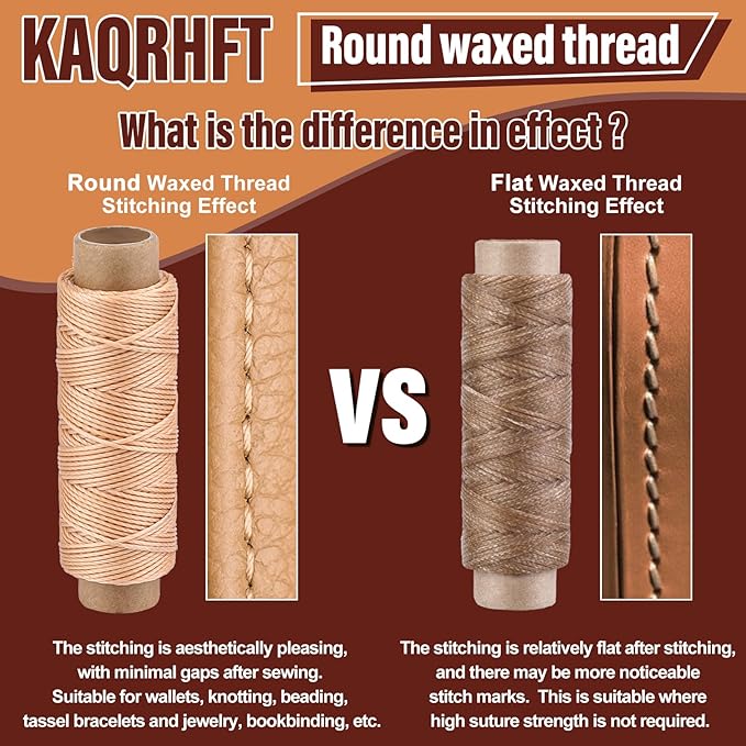 0.55 mm Round Waxed Thread, 14 Colors 76 Yards Spool Wax Coated String, Leather Sewing Waxed Thread for Sewing, Stitching, Beading, Braiding, Bracelet, Bookbinding