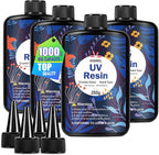 KISREL UV Resin 1000g，4 x 250g UV Resin Kit, Hard Type Crystal Clear Ultraviolet Curing UV Epoxy Resin for Craft Jewelry Making