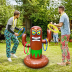 25" Inflatable Luau Tiki Pool Toss Games, Tiki Pool Ring Toss Toys with 4 Rings for Boys Girls Adults Indoor Outdoor Tropical Summer Swimming Inflatable Bean Bags Toss Hawaiian Luau Party Supplies
