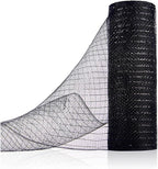 Anivia Deco Mesh Ribbon, 10inch x 30 Feet Each Roll Metallic Foil Mesh Ribbon for Wreaths Swags, Holloween, and Christmas Tree Decoration (Black)