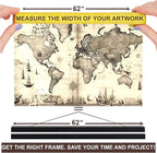 DACRI HOME 62" Magnetic Poster Hanger Frame - Sturdy Teak Wood Poster Frame, Strong Magnets for Safe Hanging Map Picture Print Scroll Wall Art 62x24 62x36 62x42 (62 Inch, Black)