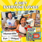 Odd Pieces Jigsaw Puzzles 1000 Pieces - Magic Mystery Story Secret Ending Puzzle - Perfect Game Night for Adults & Kids - Funny Space Cartoon Theme (AstroGastro)