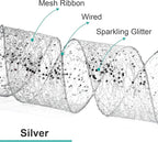 CT CRAFT LLC Sparkling Glitter Mesh Wired Ribbon 6" x 10 Yards Silver for Christmas Home Decor Bow Gift Wrapping DIY Crafts Wreath