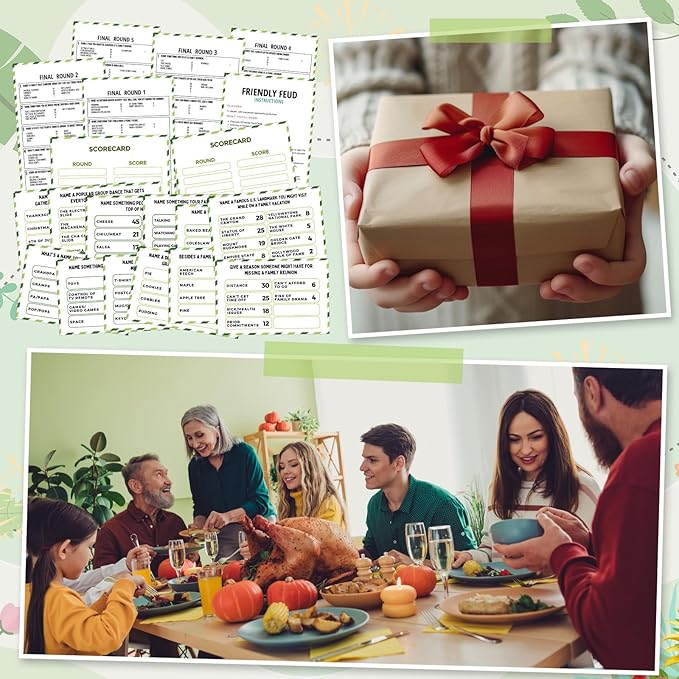 Family Reunion Friendly Feud Game with 2 Answer Buzzers, Feud Cards for Game Night Fun Trivia Quiz for Party Groups Team Building(Colorful, Family)