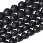 8MM 90pcs Natural Stone Beads Black Volcanic Lava Gemstone Round Loose Beads for Jewelry Making Bracelet 2 Strands 32"