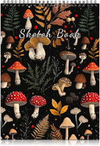 Deokke Sketchbook Top Spiral Bound Sketch Pad, 9 x 12 inch,100GSM Thick Paper,50 Sheets 100 Pages,Art Sketch Book Aesthetic Cute Drawing Writing Paper for Girls Women-Red Mushroom