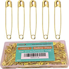 100PCS Safety Pins, 2.1 inch Small Safety Pins, Rust-Resistant Nickel Plated Steel, Sharp Edge Safety Pin for Clothes, Sewing, 54mm Decorative Safety Pins Assorted (Gold)